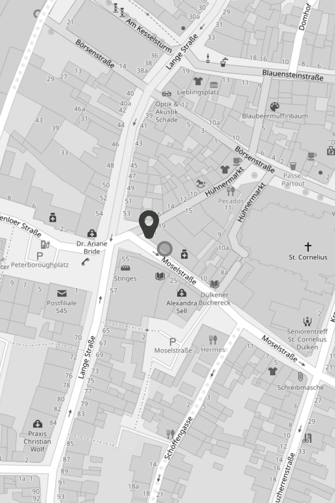 Karte zur Physiotherapie Moselstrasse, Moselstrasse 16, 41751 Viersen