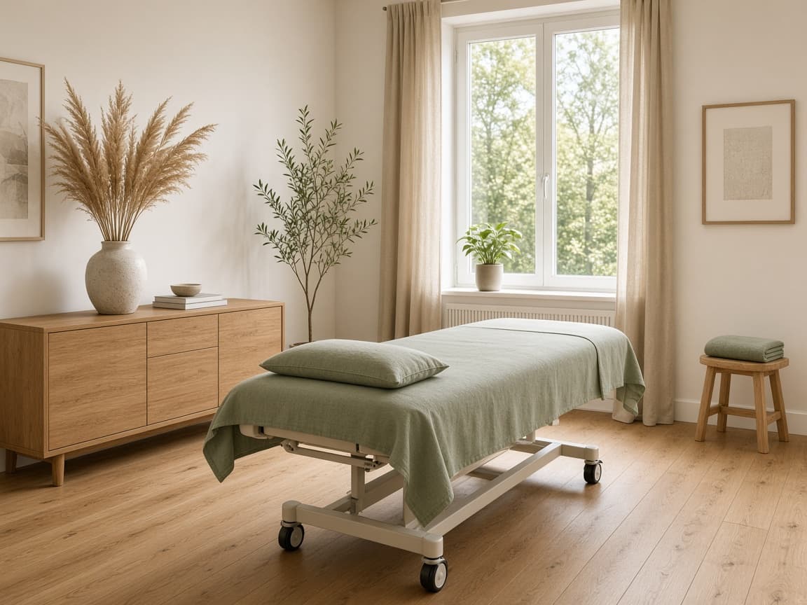 Heller Behandlungsraum mit Behandlungsliege